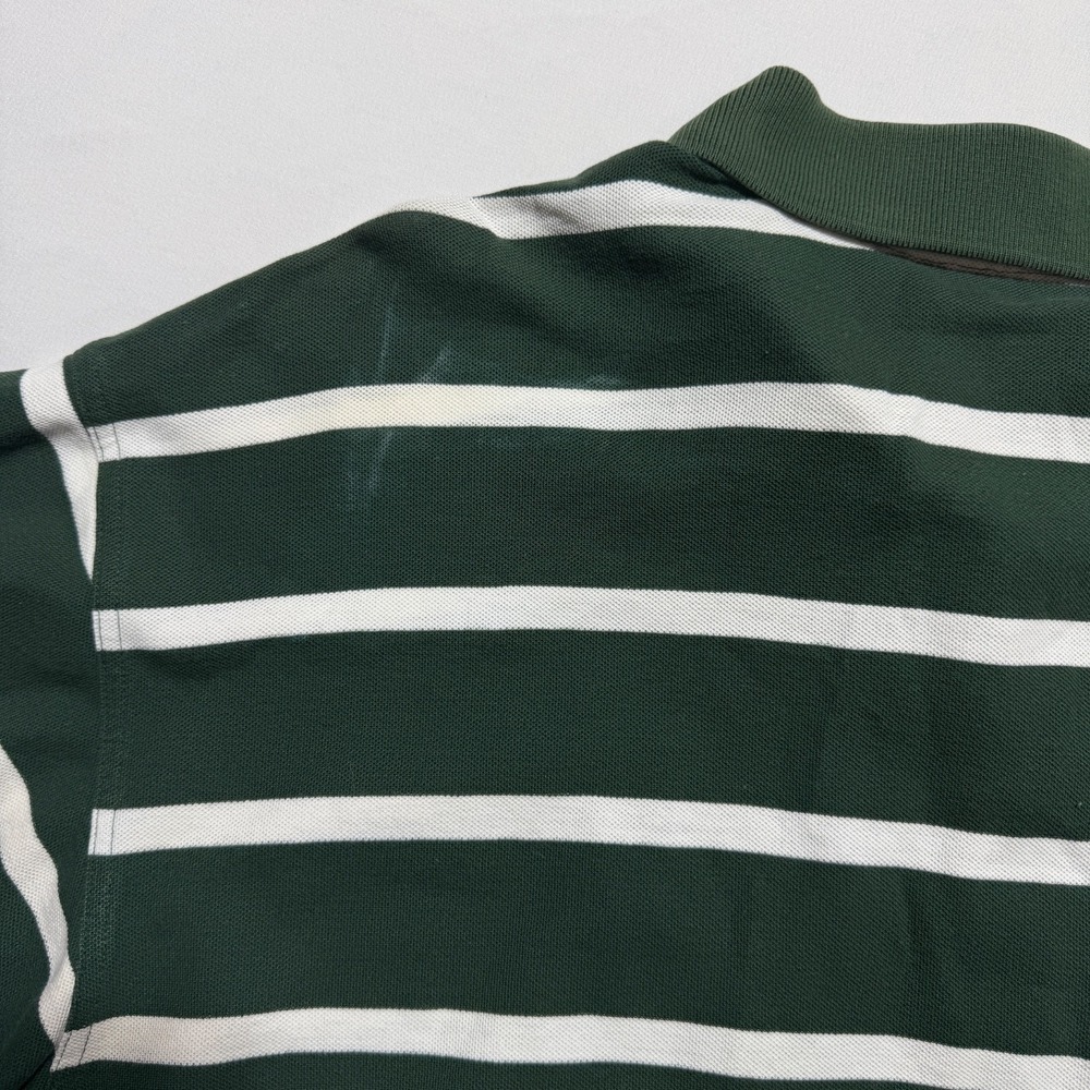 Vintage Masters Collection Golf Polo Mens L Green White Striped Cotton 90s Logo - Picture 11 of 13